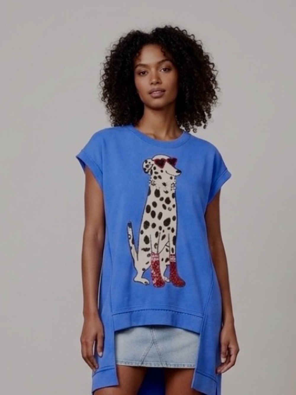 Fantastic Fawn Blue Dog Print T-Shirt - Picture 5 of 5
